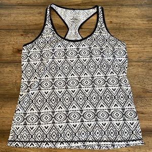 Prana Black/White Racer Back Tank Top
